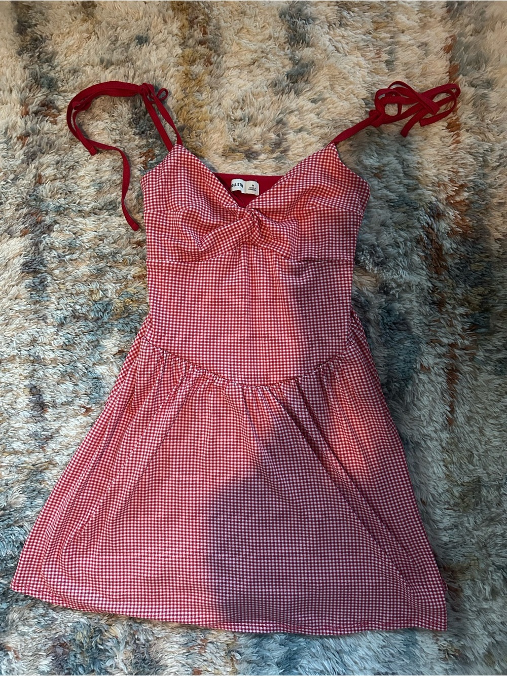 Hollister Red Gingham Tie-Shoulder Slip Dress